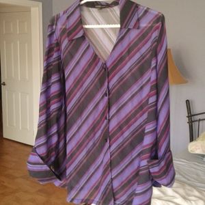 Colourful stripe blouse with cuff sleeve